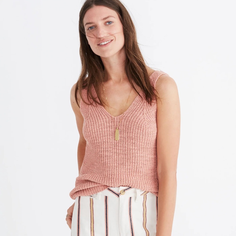BNWT NEW MADEWELL Monterey Sweater Tank in Lucid Pink size LARGE j.crew!